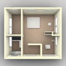 Design and drawing of a room with dimensions 4x7 square meters and a height of 3 meters