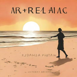 A poetic image titled 'Pintar na Areia' featuring a beach scene at sunset