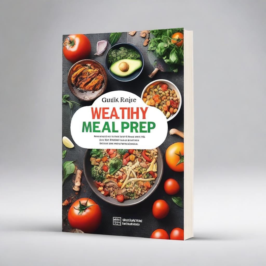 Design a book cover, both front and back, for 'Healthy Meal Prep: Quick and Easy Recipes for Busy Lives'