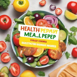 Create a book cover titled 'Healthy Meal Prep: Quick and Easy Recipes for Busy Lives' by Samuel Teye