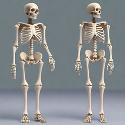 A detailed and realistic image of a skeleton standing upright