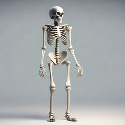 A detailed and realistic image of a skeleton standing upright