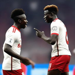 Bukayo Saka is depicted in the act of slapping Lamine Yamal in the face