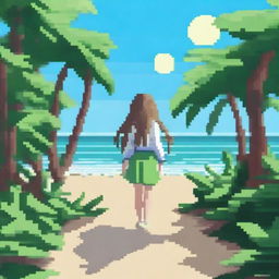 Create a pixel art image in an anime style