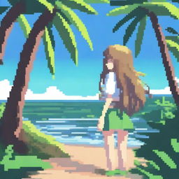 Create a pixel art image in an anime style