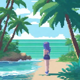 Create a very detailed pixel art image in an anime style, reminiscent of 32-bit Sega games