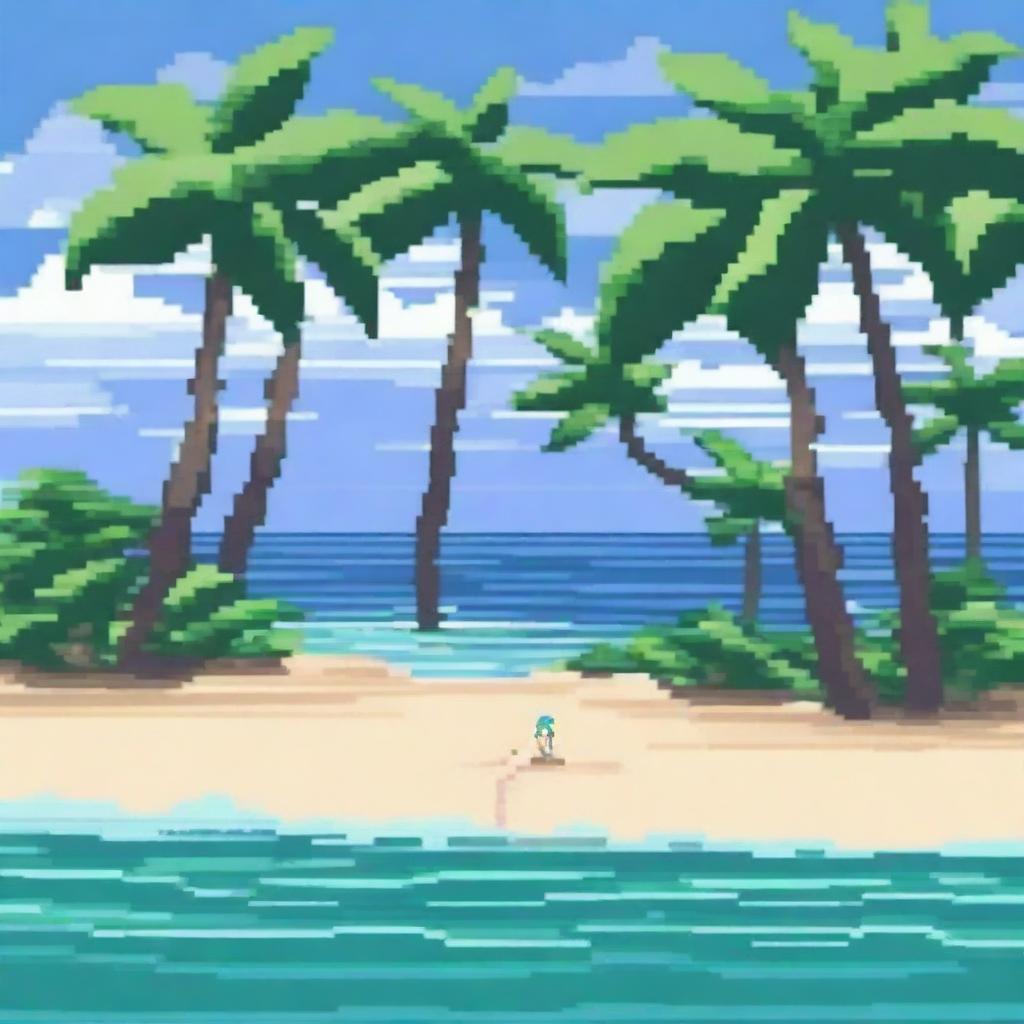 Create a very detailed pixel art image in an anime style, reminiscent of 32-bit Sega games