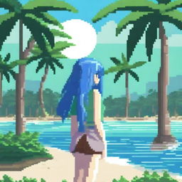 Create a very detailed pixel art image in an anime style, reminiscent of 32-bit Sega games