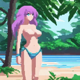 Create a very detailed pixel art image in an anime style, reminiscent of 32-bit Sega games