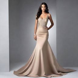 Create an image of a woman wearing a beautiful, seductive dress