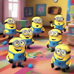 A group of Minions have been teleported into the colorful and whimsical headquarters from the movie Inside Out