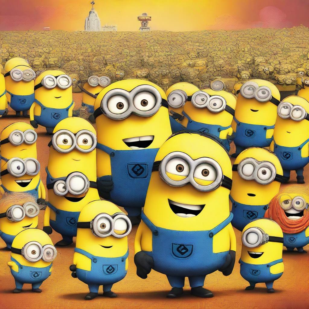 Create a movie poster for 'Minions 3: Multiverse of Nonsense'