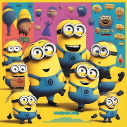 Create a movie poster for 'Minions 3: Multiverse of Nonsense'