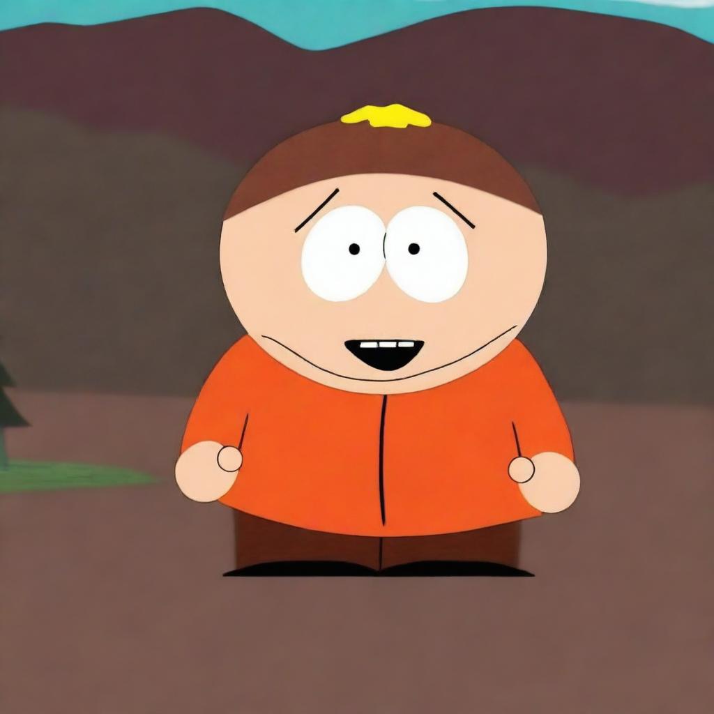 A scene from South Park featuring Cartman expressing his love for Kenny