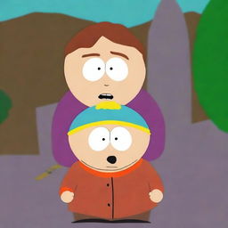 A scene from South Park featuring Cartman expressing his love for Kenny