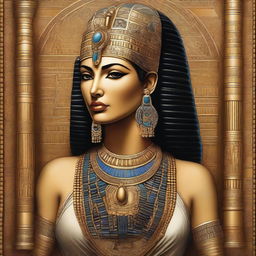 A detailed and elegant depiction of Cleopatra, the renowned queen of Egypt, showcasing her beauty and regality