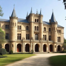 A grand school designed to resemble a majestic castle