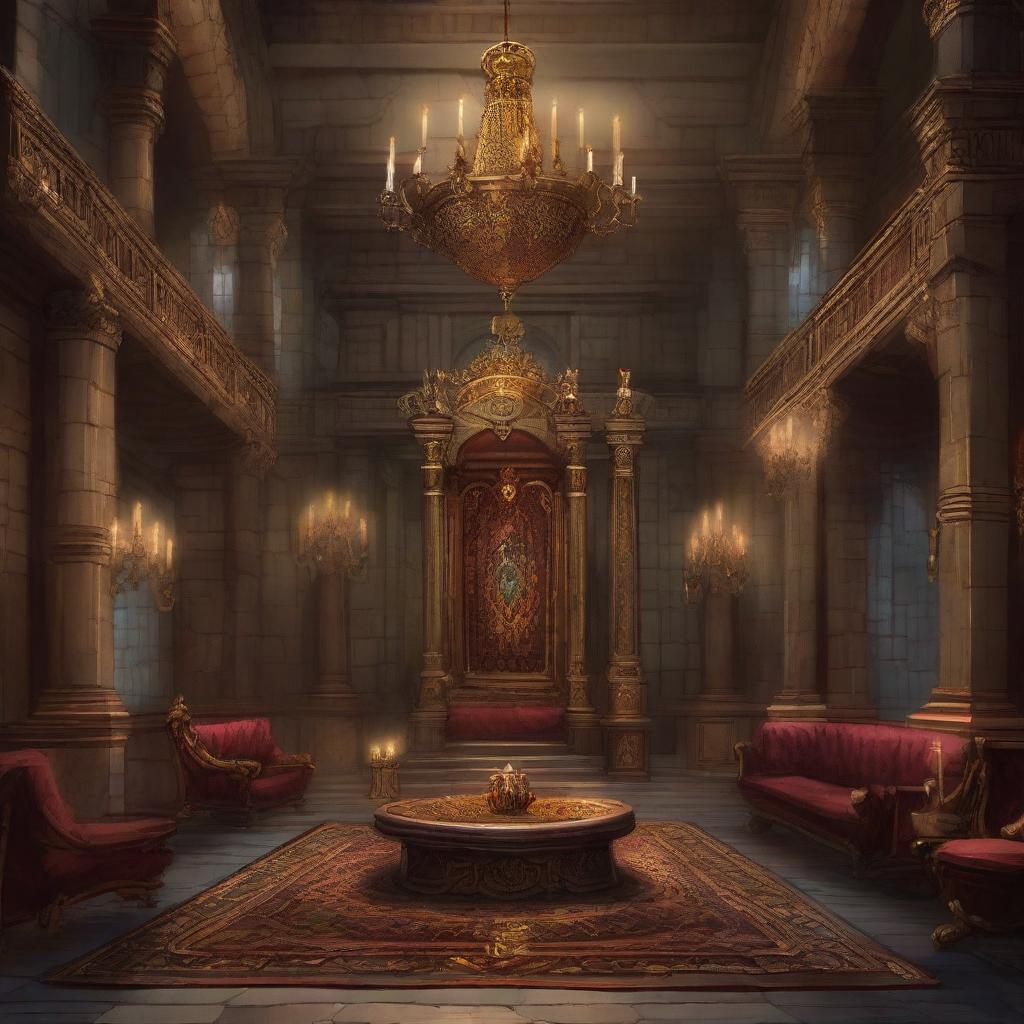 A majestic throne room in the Dungeons & Dragons universe, designed for nobles