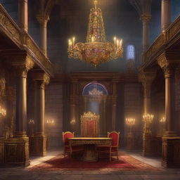 A majestic throne room in the Dungeons & Dragons universe, designed for nobles