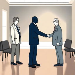 A scene depicting a tentative agreement between two parties