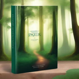 Create a captivating book cover featuring a mysterious forest with a hidden path