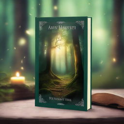 Create a captivating book cover featuring an enchanting forest with a mystical aura