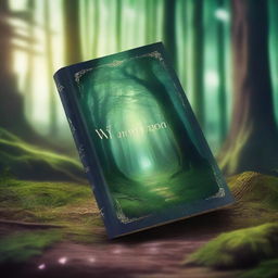 Create a captivating book cover featuring an enchanting forest with a mystical aura