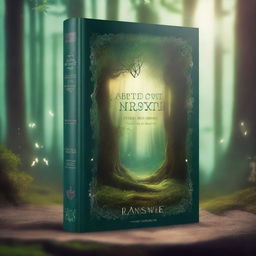 Create a captivating book cover featuring an enchanting forest with a mystical aura