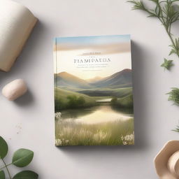 A beautiful and serene devotional book cover featuring a peaceful landscape with soft sunlight, gentle rolling hills, and a calming river