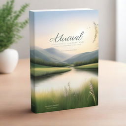 A beautiful and serene devotional book cover featuring a peaceful landscape with soft sunlight, gentle rolling hills, and a calming river