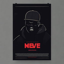 Create a poster with a dark and moody atmosphere, featuring elements of rap culture