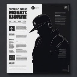 Create a poster with a dark and moody atmosphere, featuring elements of rap culture