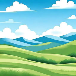 A serene and beautiful landscape background featuring rolling hills, a clear blue sky, and a few fluffy white clouds