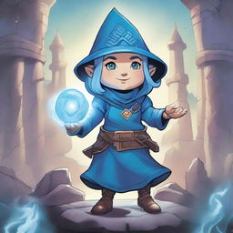 A comic book cover featuring a gnome sorceress wearing blue armor