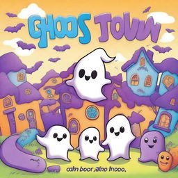 Create a book cover for a coloring book titled 'Ghost Town'