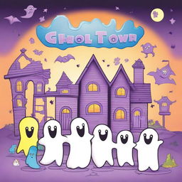 Create a book cover for a coloring book titled 'Ghost Town'