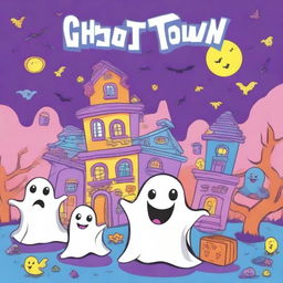 Create a book cover for a coloring book titled 'Ghost Town'