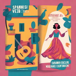 Create a vibrant and engaging book cover for a guide titled 'Spanish Verbs Guide for Beginners'