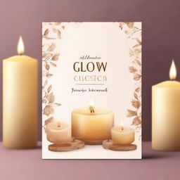 Create a book cover page for a candle shop named 'Glow Glow Candles'