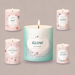 Create a book cover page design for a handmade candle shop named 'Glow Glow Candles'