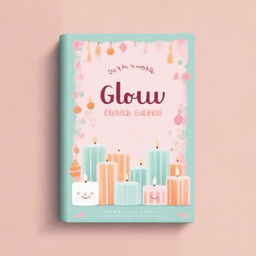 Create a book cover page design for a handmade candle shop named 'Glow Glow Candles'