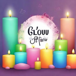 Create a Facebook cover page picture for a candle shop named 'Glow Glow Candles'