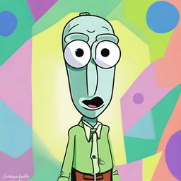 Create an image of Squidward from 'SpongeBob SquarePants' in the style of a Pixar character