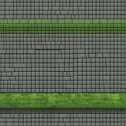 Create a pixel art image of an old gray brick wall with patches of green moss growing between the bricks