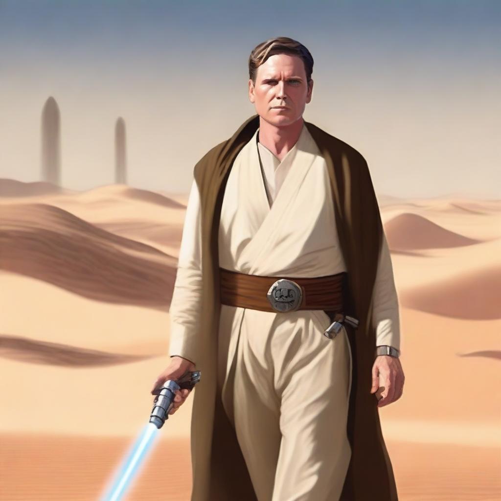 Create an image of Kier Starmer as a character from Star Wars: A New Hope