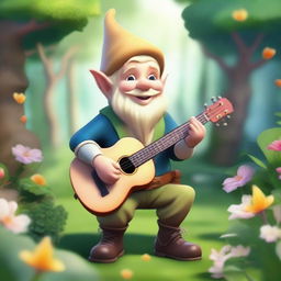 A handsome bard gnome with short, blonde hair and a slightly strong body