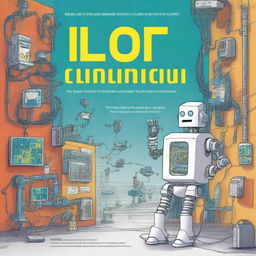 A children's educational book cover about robotics, internet of things, and electronics