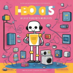 A children's educational book cover about robotics, internet of things, and electronics