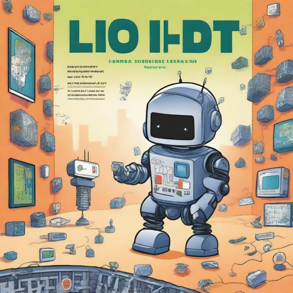 A children's educational book cover about robotics, internet of things, and electronics