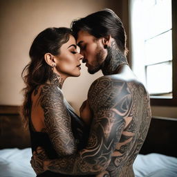 A tattooed woman deeply in love with the hero